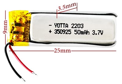 باتری لیتیوم پلیمر 350925 ظرفیت 50 میلی آمپر